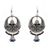Oxidised round jhumkas with black beads