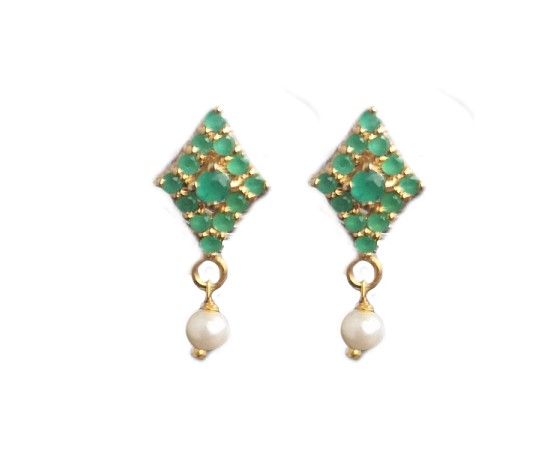 Gold plated with green stone and white pearls