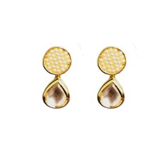 GOLD PLATED WITH WHITE STONE MAANGA DESIGN DROP EARRINGS
