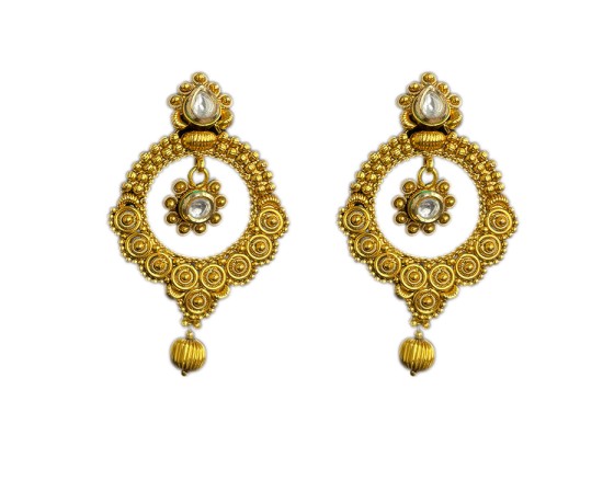 Golden drops With Lakshmi Design and White Pearl