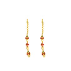 Gold plated with red and green ear chain 