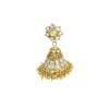 gold plated jhumka with white stone and spring design
