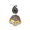 Jhumkas with Blue stone and pearls