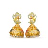 Jhumkas with peacock model and white stone