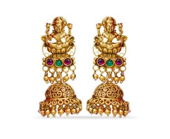 Jhumkas with Emerald and ruby Stone