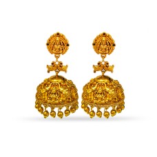 Gold Plated Jhumka With Golden Beads