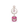 Silver Jhumka With White And Pink Drops