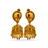 Gold Plated Jhumka With Golden Peacock And Beads