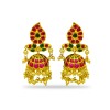 Gold Plated Jhumka With Maanga Red Green And Pearls