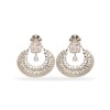 Silver Round Jhumka With White Stones