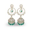 Silver Jhumka With White And Green Drops
