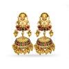 Gold Plated Jhumka With Big Lakshmi Green And Red Stones