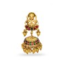 Gold Plated Jhumka With Big Lakshmi Green And Red Stones