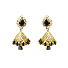 Gold plated with black and white stone Jhumkas