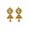 Gold plated jhumka with round white pearl