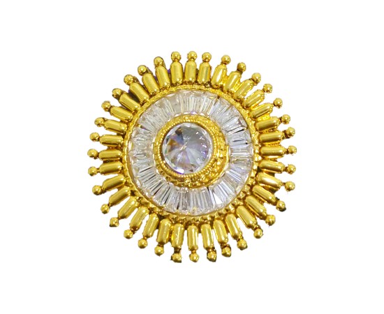 Gold Plated Big Round Ring With White Stones