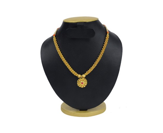 Golden Chain With Pink And Green Stone