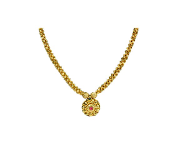 Golden Chain With Pink And Green Stone