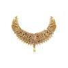 Gold Plated Choker Necklace With Peach Stones & White Pearls