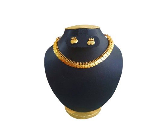 Gold Plated Big Kaasu Malai With Stud