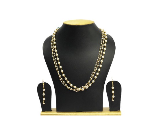Gold Plated White Beads Chain