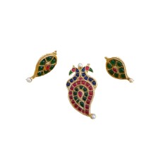 Gold Plated Double Peacock Dollar With Earrings