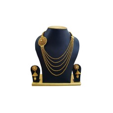 Gold Plated three layer Necklace With Flower Design