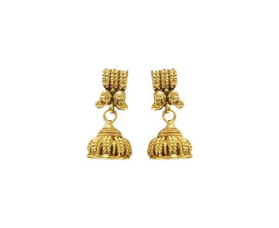 Gold Plated Chocker Necklace With Maanga Design Jhumkas