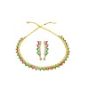 Gold Plated Necklace With Small Green Red & White Stones