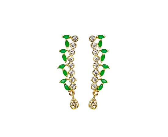 Gold Plated Necklace With Small Green White Stones