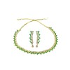 Gold Plated Necklace With Small Green White Stones