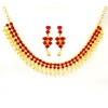 Gold Plated Necklace With White Pink Stones & Pearls