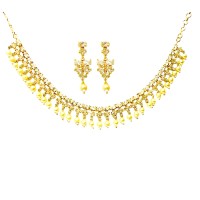 Gold Plated Necklace With White Stones & Pearls