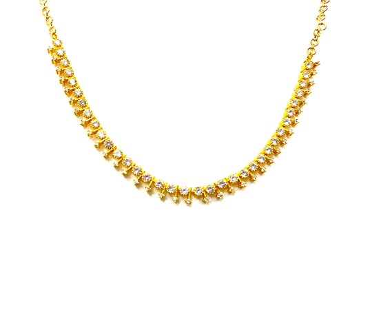 Gold Plated Round Necklace With White Stones