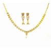 Gold Plated Big Round Necklace With White Stones