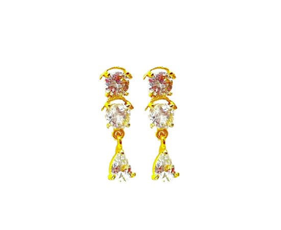 Gold Plated Big Round Necklace With White Stones