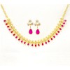 Gold Plated Necklace With White & Pink Stones