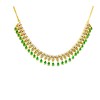 Gold Plated Necklace With White & Green Stones