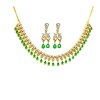 Gold Plated Necklace With White & Green Stones