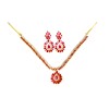 Gold Plated Necklace With White & Pink Stones