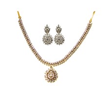 Gold Plated Necklace With White Stones