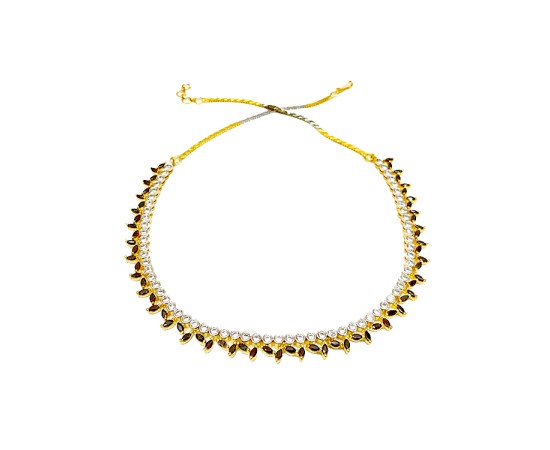 Gold Plated Necklace With Small Black White Stones