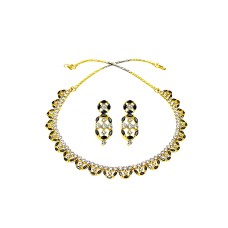 Gold Plated Necklace With Small Black White Stones