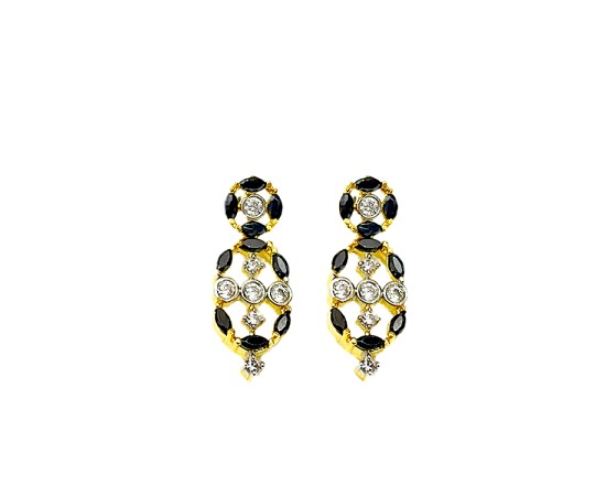 Gold Plated Necklace With Small Black White Stones