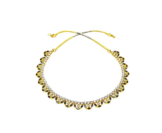 Gold Plated Necklace With Small Black White Stones