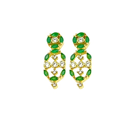 Gold Plated Necklace With Small Green White Stones