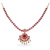 Gold Plated Necklace With Round Pink Stones