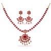 Gold Plated Necklace With Round Pink Stones