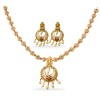 Gold Plated Necklace With Small Flower And Pearls