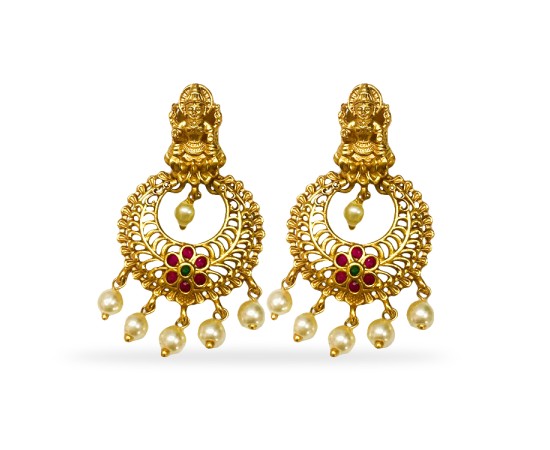 Gold Plated Necklace With Small Flower And Pearls